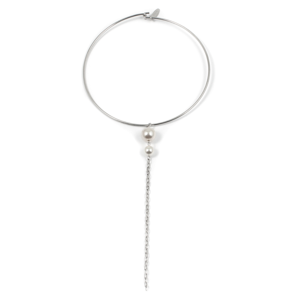 Joomi Lim Choker with Pearls and Long Chain - Rhodium/White Joomi Lim Choker with Pearls and Long Chain - Rhodium/White