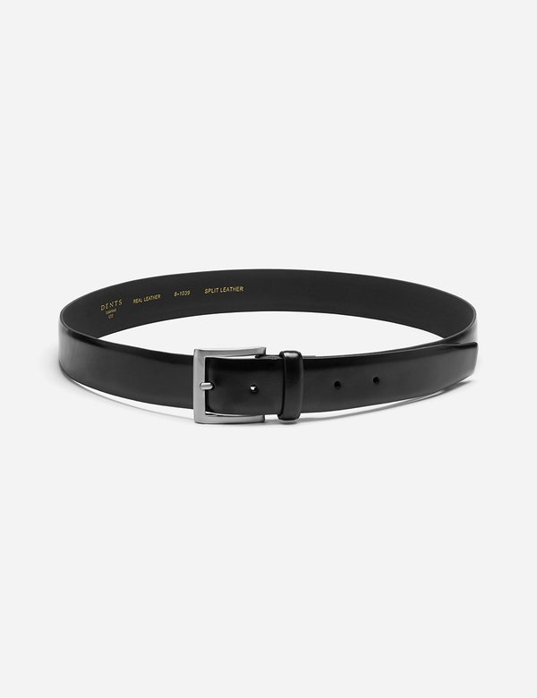 Dents Plain Leather Belt - Black Leather Dents Plain Leather Belt - Black Leather