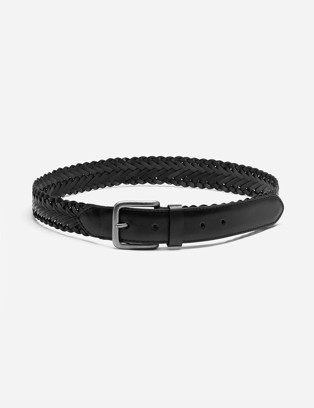 Dents Plaited Leather Belt Black Leather Garmentory