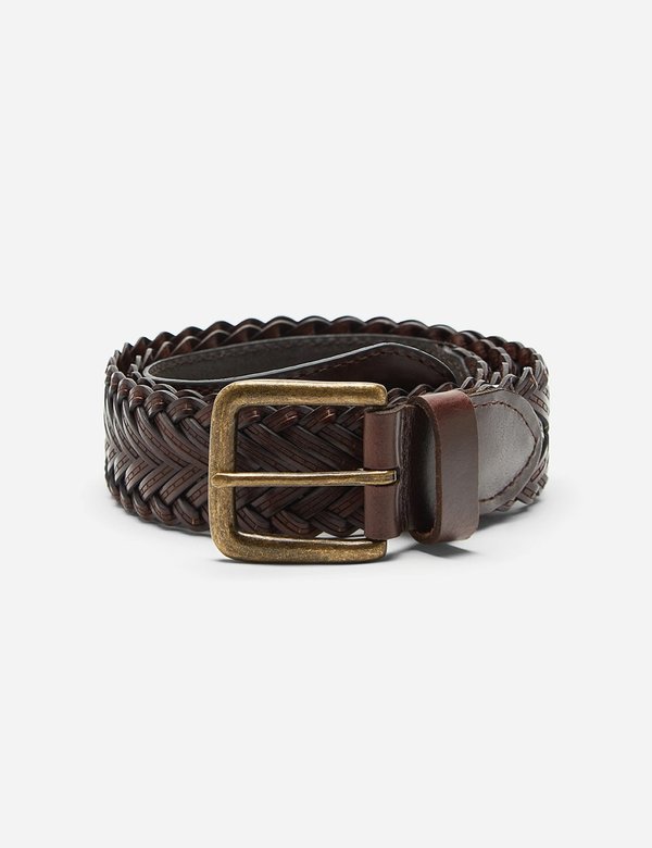 Dents Plaited Leather Belt - Brown Leather Dents Plaited Leather Belt - Brown Leather