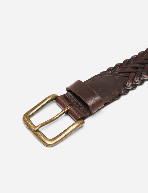 Dents Plaited Leather Belt - Brown Leather Dents Plaited Leather Belt - Brown Leather