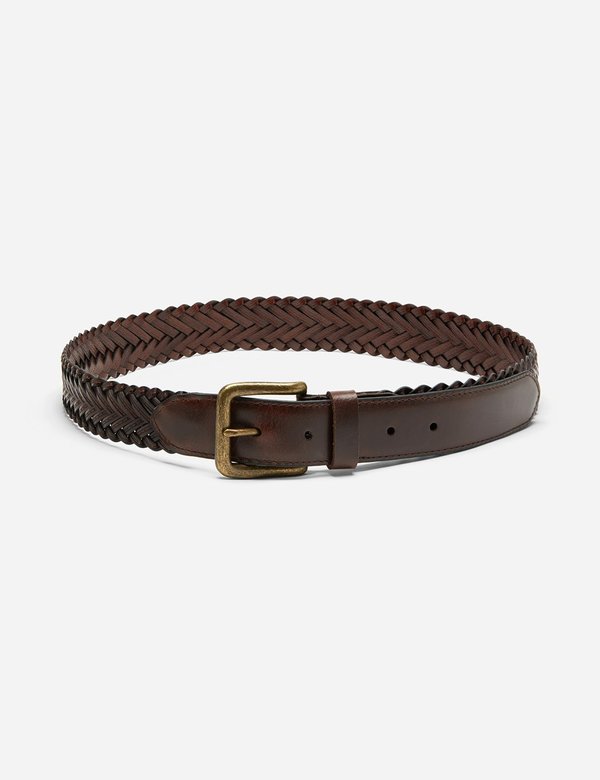Dents Plaited Leather Belt - Brown Leather Dents Plaited Leather Belt - Brown Leather