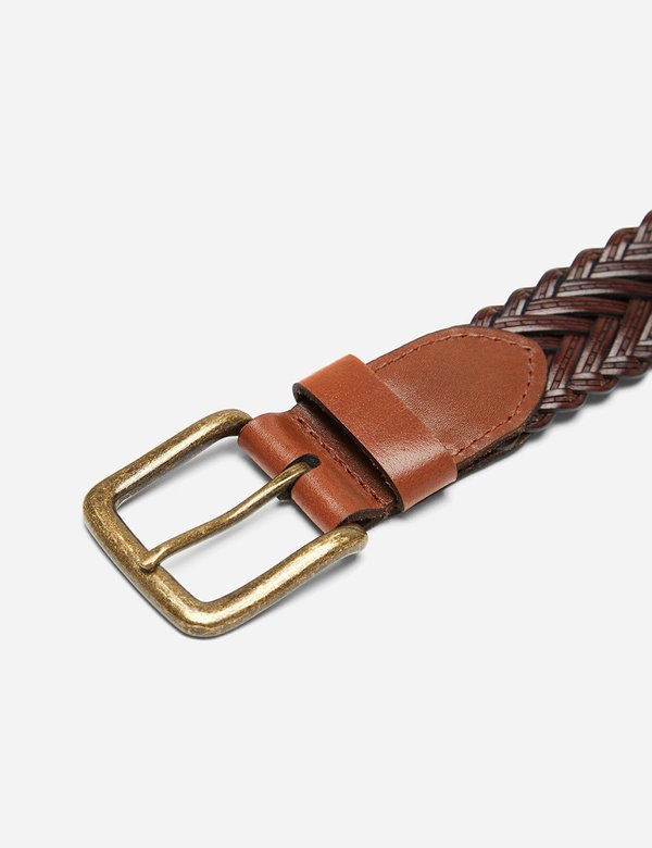 Dents Plaited Leather Belt - Tan Leather Dents Plaited Leather Belt - Tan Leather