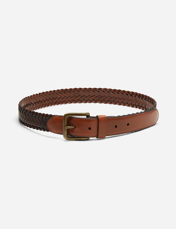 Dents Plaited Leather Belt - Tan Leather Dents Plaited Leather Belt - Tan Leather