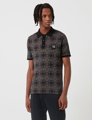 Fred Perry x Raf Simons Jacquard Knit Polo Shirt - Charcoal Grey