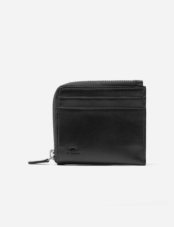 Il Bussetto Small Leather Zip Wallet - Black Il Bussetto Small Leather Zip Wallet - Black