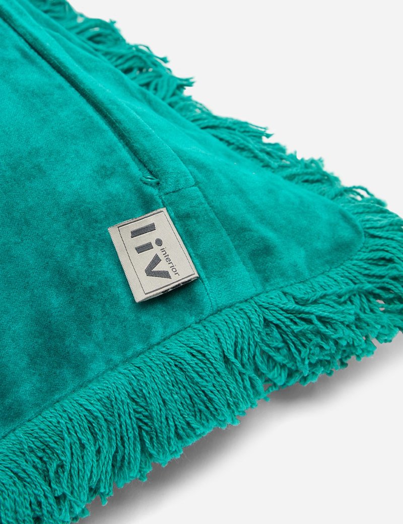 Liv Interior Fringed Velvet Cushion - Thumbnail 3