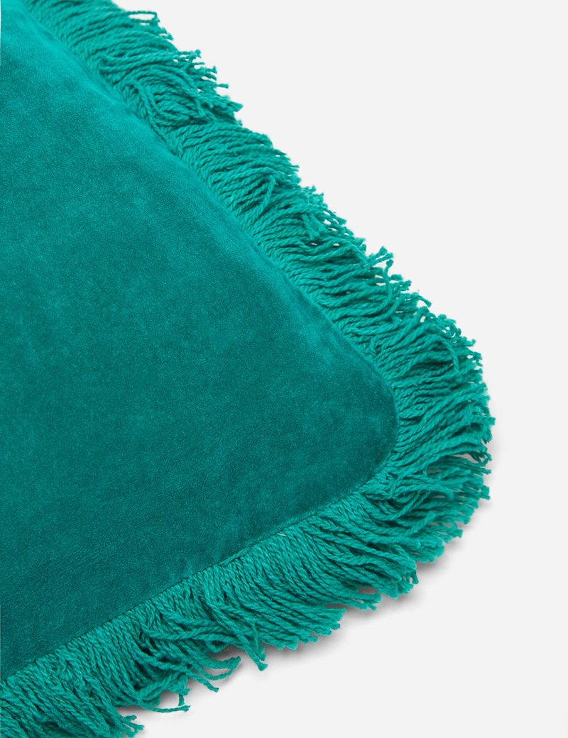 Liv Interior Fringed Velvet Cushion - Thumbnail 4