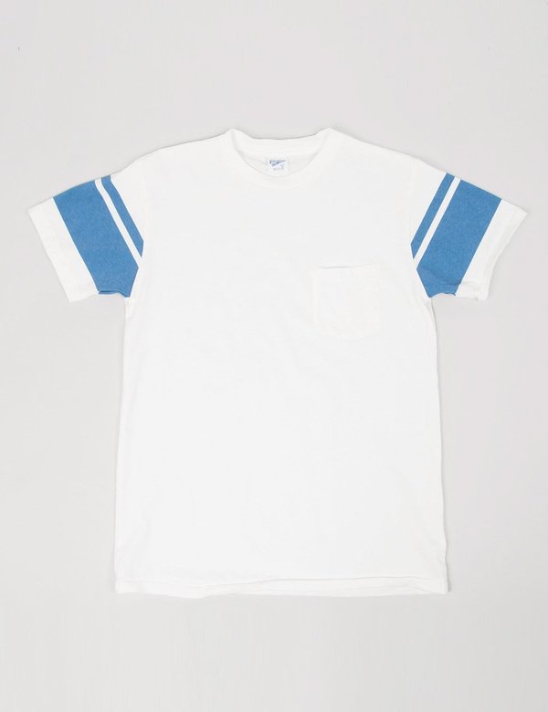 Velva Sheen College Arm Border T-shirt - White/Blue Velva Sheen College Arm Border T-shirt - White/Blue