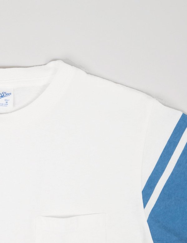 Velva Sheen College Arm Border T-shirt - White/Blue Velva Sheen College Arm Border T-shirt - White/Blue