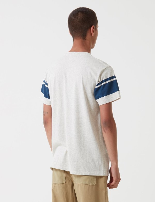 Velva Sheen College Arm Stripe T-shirt - Oatmeal/Navy Velva Sheen College Arm Stripe T-shirt - Oatmeal/Navy
