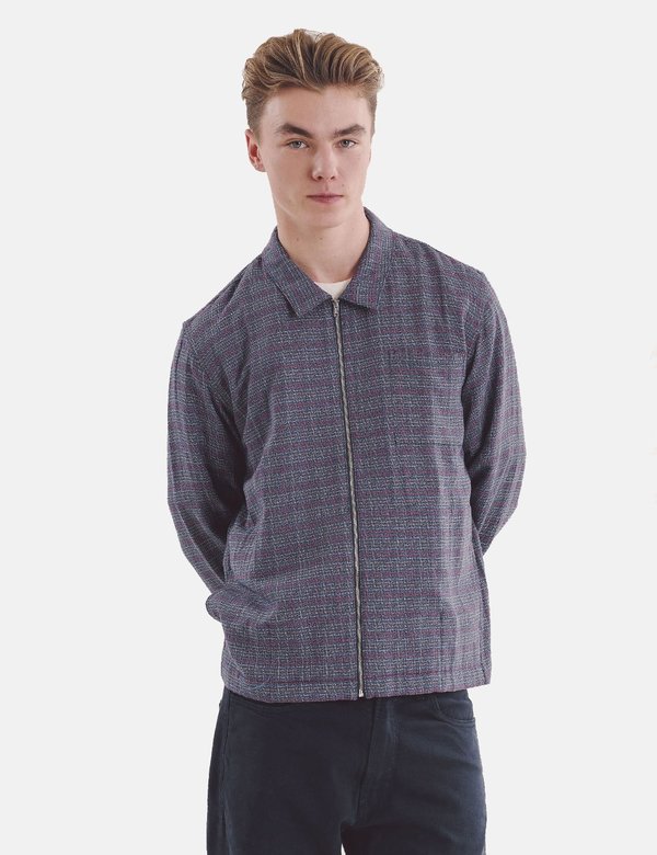 YMC Bowie Zip Shirt - Blue YMC Bowie Zip Shirt - Blue