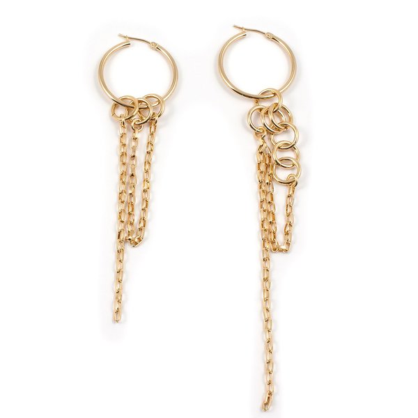 Joomi Lim Small Hoop Earrings With Multi Linked Chains - Gold Joomi Lim Small Hoop Earrings With Multi Linked Chains - Gold