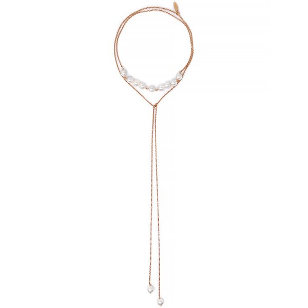 Joomi Lim Lariat Chain Necklace W/ Multiple Pearls - Rose Gold/White Joomi Lim Lariat Chain Necklace W/ Multiple Pearls - Rose Gold/White