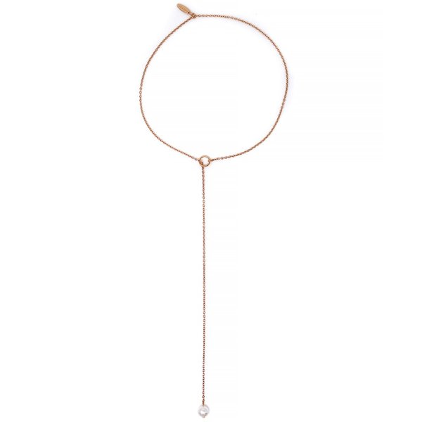Joomi Lim Lariat Chain Necklace W/ Pearl - Rose Gold/White Joomi Lim Lariat Chain Necklace W/ Pearl - Rose Gold/White