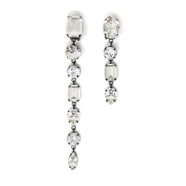 Joomi Lim Long Oversized Crystal Clip Earrings - Hematite/Crystal Joomi Lim Long Oversized Crystal Clip Earrings - Hematite/Crystal