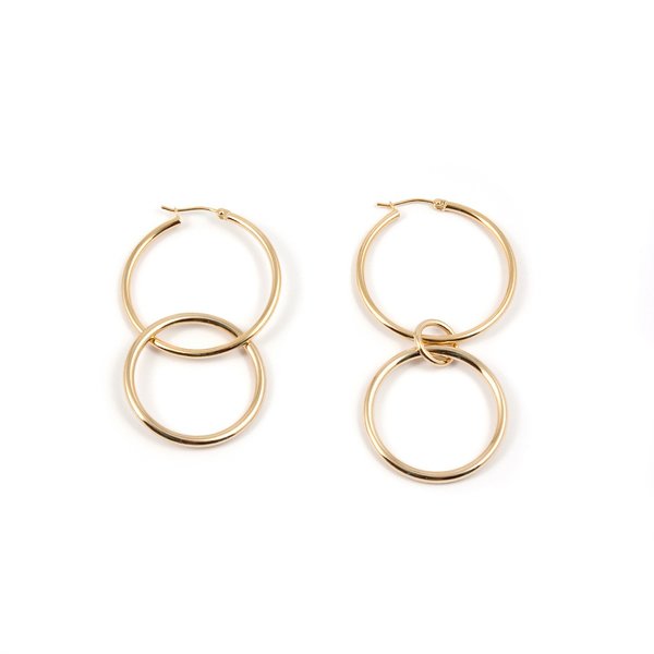 Joomi Lim Medium Double Link Hoop Earrings - Gold Joomi Lim Medium Double Link Hoop Earrings - Gold