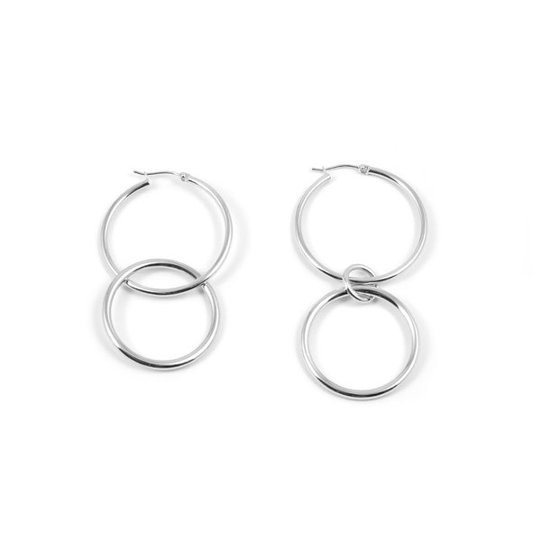 Joomi Lim Medium Double Link Hoop Earrings - Rhodium Joomi Lim Medium Double Link Hoop Earrings - Rhodium