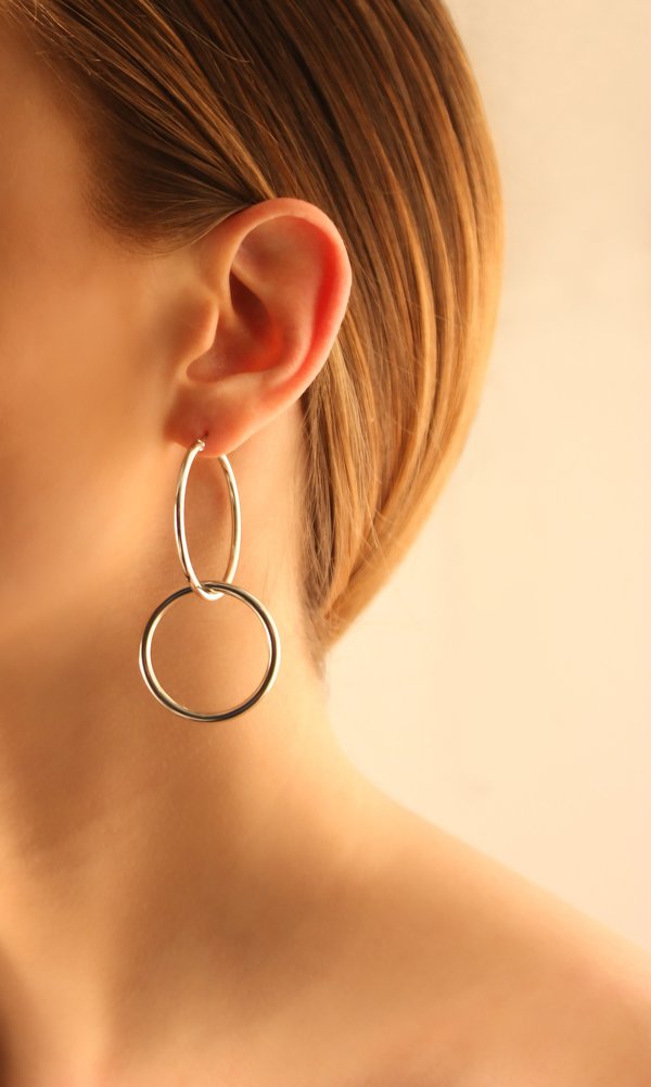 Joomi Lim Medium Double Link Hoop Earrings - Rhodium Joomi Lim Medium Double Link Hoop Earrings - Rhodium