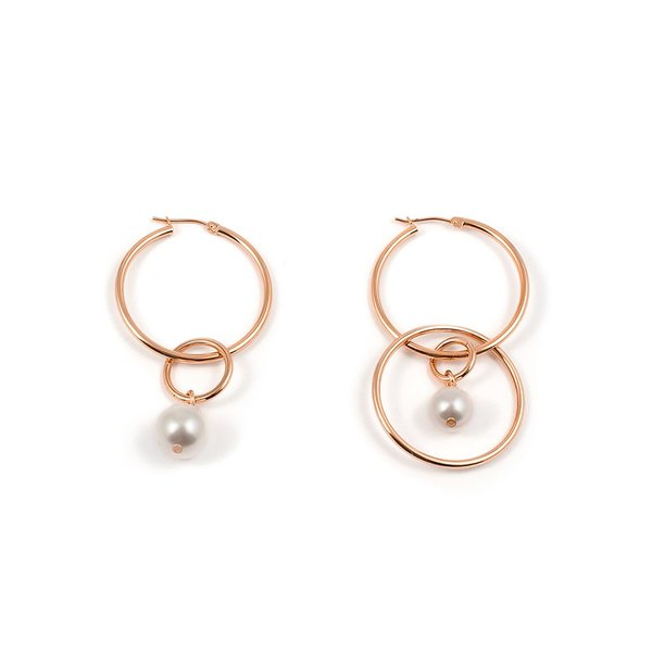 Joomi Lim Medium Hoop Earrings W/ Pearl Drops - Rose Gold/White Joomi Lim Medium Hoop Earrings W/ Pearl Drops - Rose Gold/White