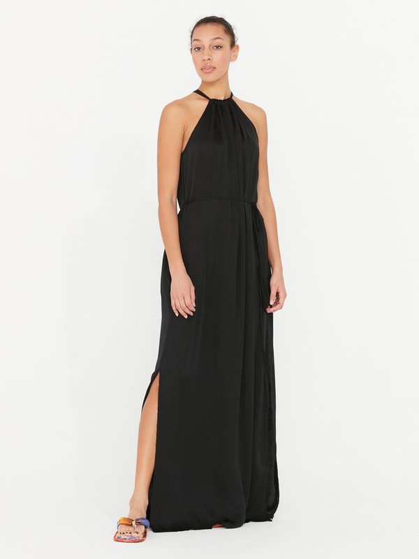 Raquel Allegra Satin Halter Dress - Black | Garmentory