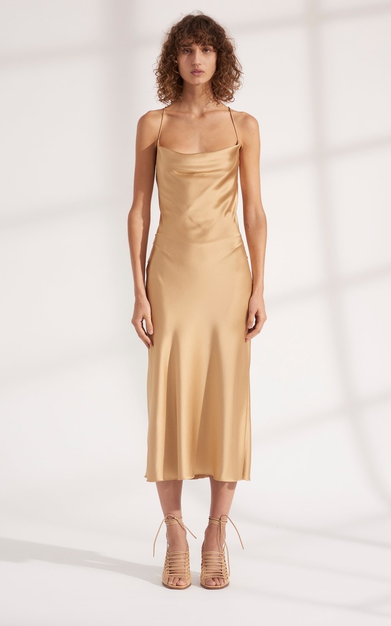 Dion Lee Bias Weave Cowl Dress - Sand
