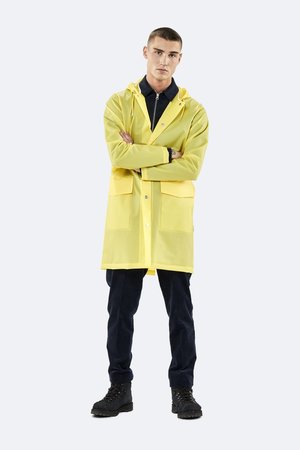 Unisex Rains Hooded Coat - Foggy Yellow Unisex Rains Hooded Coat - Foggy Yellow