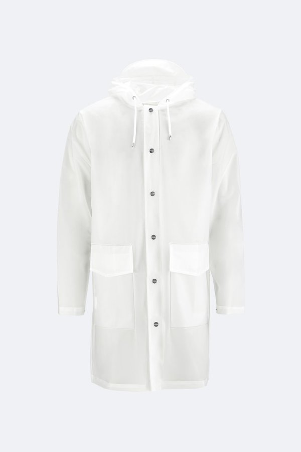 Unisex Rains Hooded Coat - Foggy White Unisex Rains Hooded Coat - Foggy White