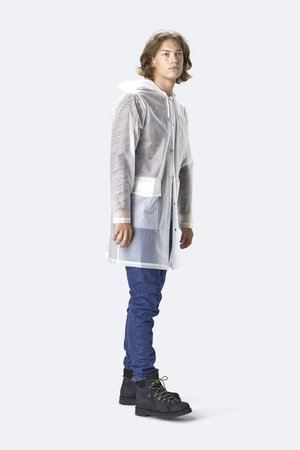 Unisex Rains Hooded Coat - Foggy White Unisex Rains Hooded Coat - Foggy White