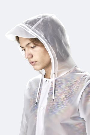 Unisex Rains Hooded Coat - Foggy White Unisex Rains Hooded Coat - Foggy White
