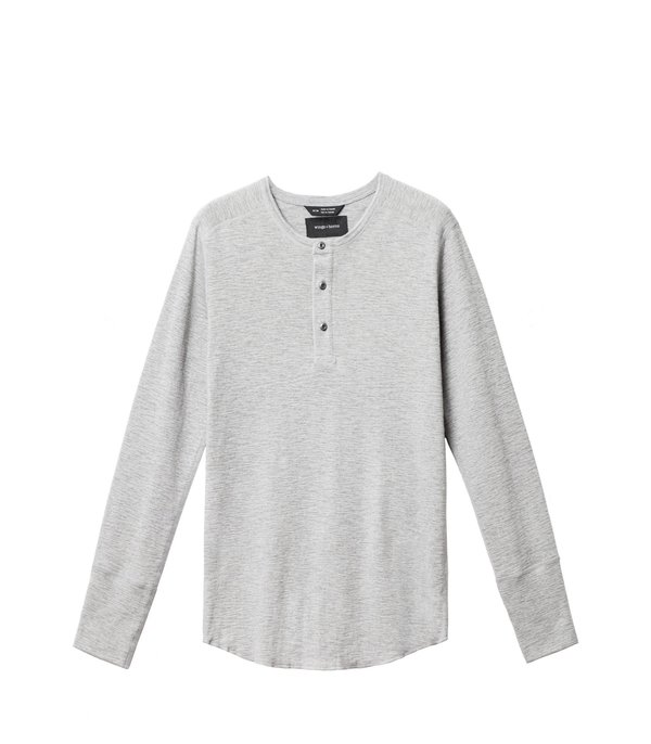 Wings+Horns 1x1 Slub Rib LS Henley - Heather Grey Wings+Horns 1x1 Slub Rib LS Henley - Heather Grey