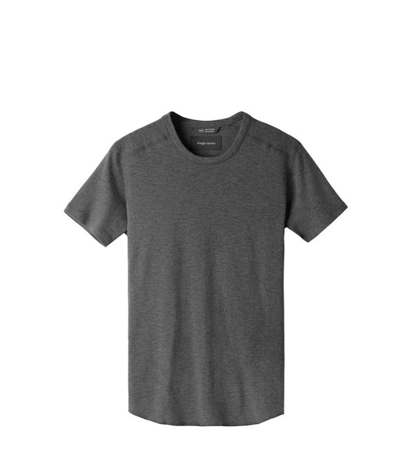Wings+Horns 1x1 Slub Rib SS Crew - Heather Charcoal Wings+Horns 1x1 Slub Rib SS Crew - Heather Charcoal
