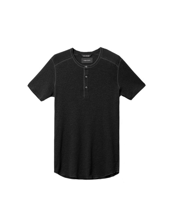 Wings+Horns 1x1 Slub Rib SS Henley - Black Wings+Horns 1x1 Slub Rib SS Henley - Black