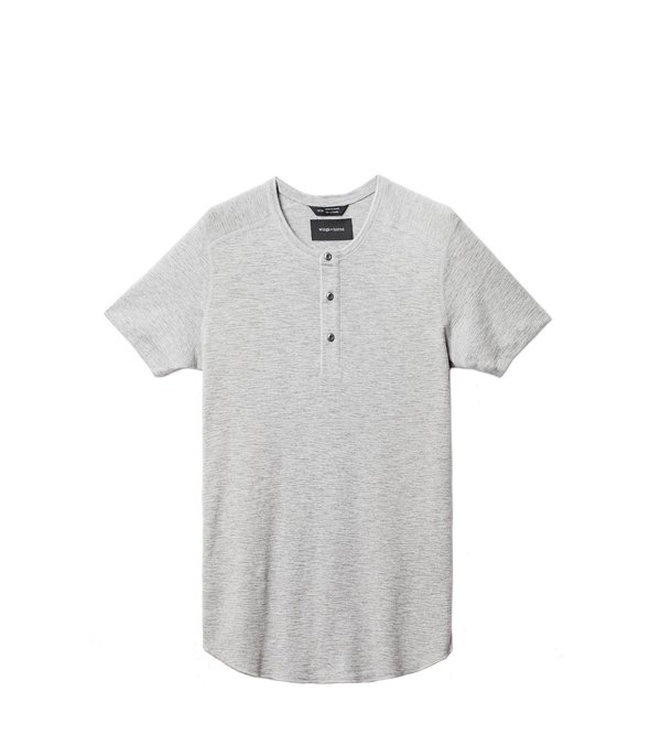 Wings+Horns 1x1 Slub Rib SS Henley - Heather Grey Wings+Horns 1x1 Slub Rib SS Henley - Heather Grey