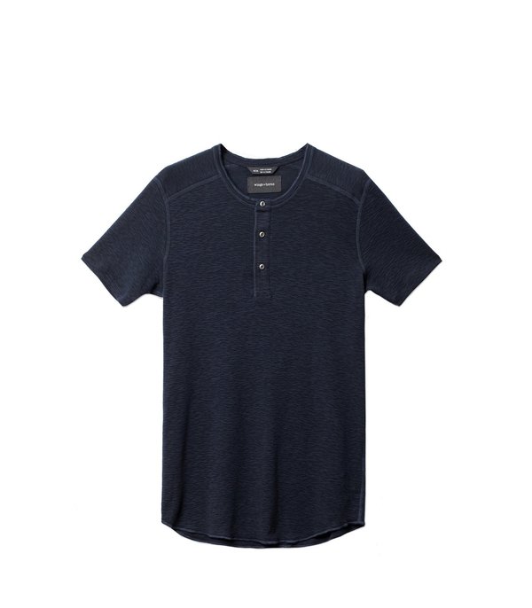 Wings+Horns 1x1 Slub Rib SS Henley - Navy Wings+Horns 1x1 Slub Rib SS Henley - Navy