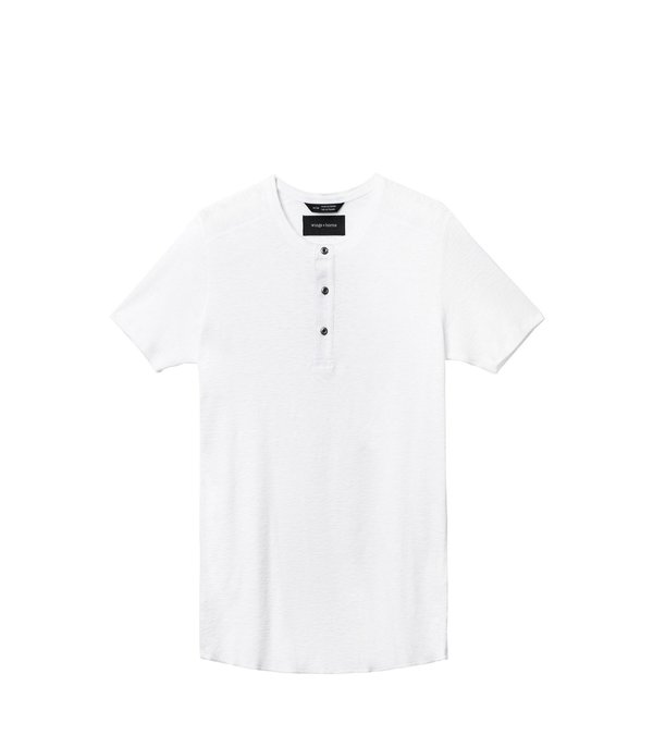 Wings+Horns 1x1 Slub Rib SS Henley - White Wings+Horns 1x1 Slub Rib SS Henley - White