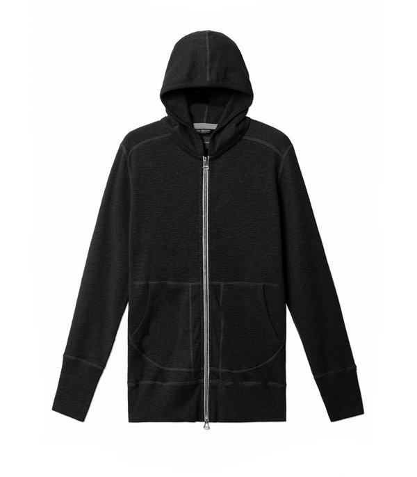 Wings+Horns 1x1 Slub Zip Hoody - Black Wings+Horns 1x1 Slub Zip Hoody - Black