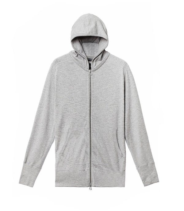 Wings+Horns 1x1 Slub Zip Hoody - Heather Grey Wings+Horns 1x1 Slub Zip Hoody - Heather Grey