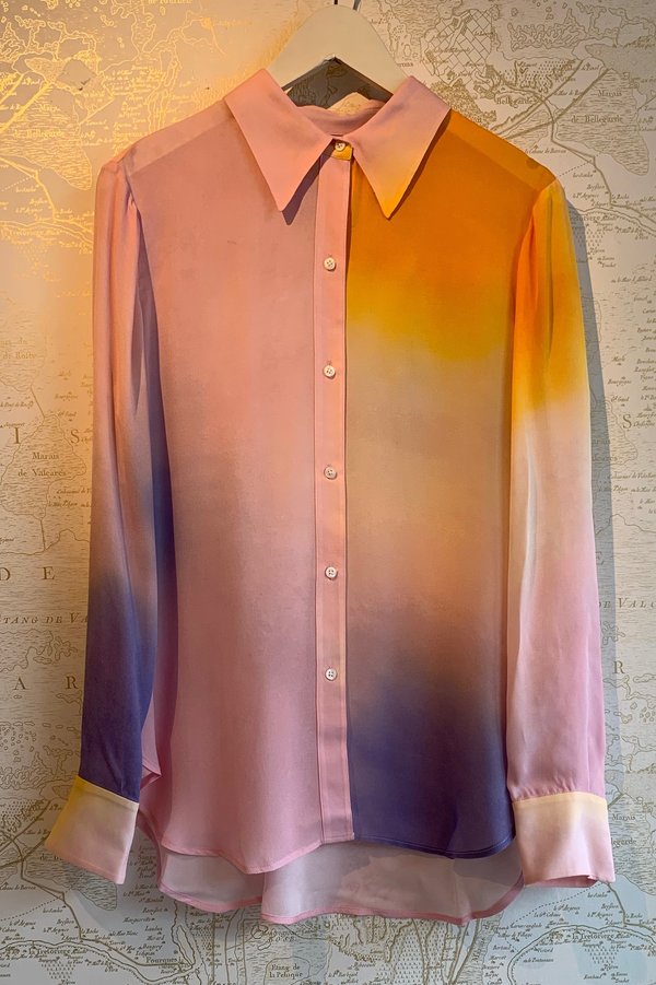 Jayne Ombré Silk Button Up Artful Pastel Garmentory