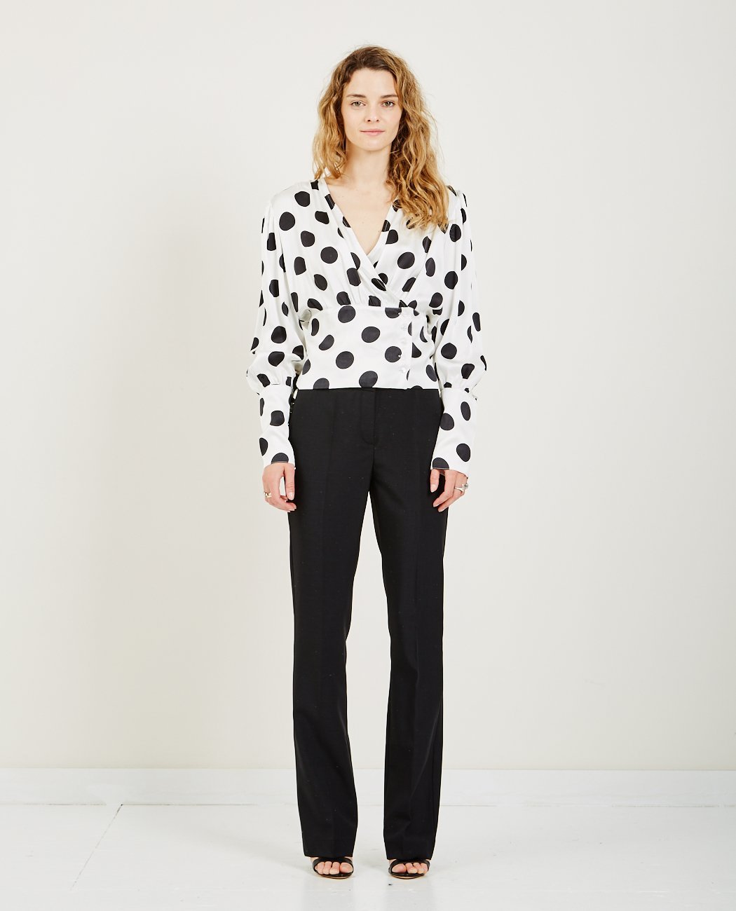 BIRGITTE HERSKIND MIE WRAP BLOUSE - BLACK POLKA DOTS | Garmentory