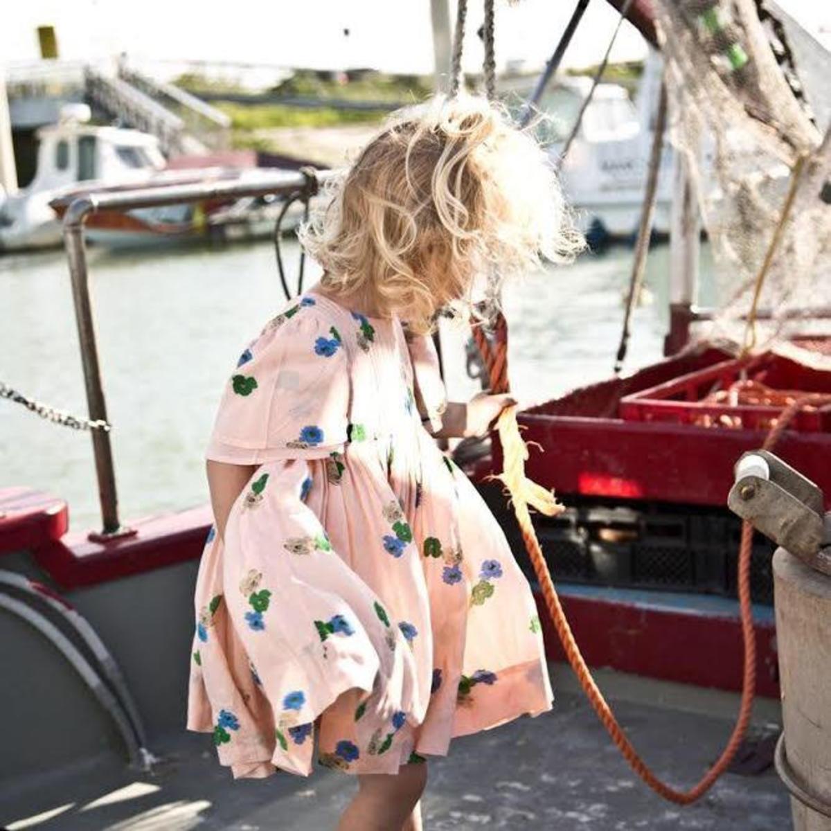 KIDS Morley Jacky Dress - Small Blue Floral Print Rose Pink - Image 1 of 4