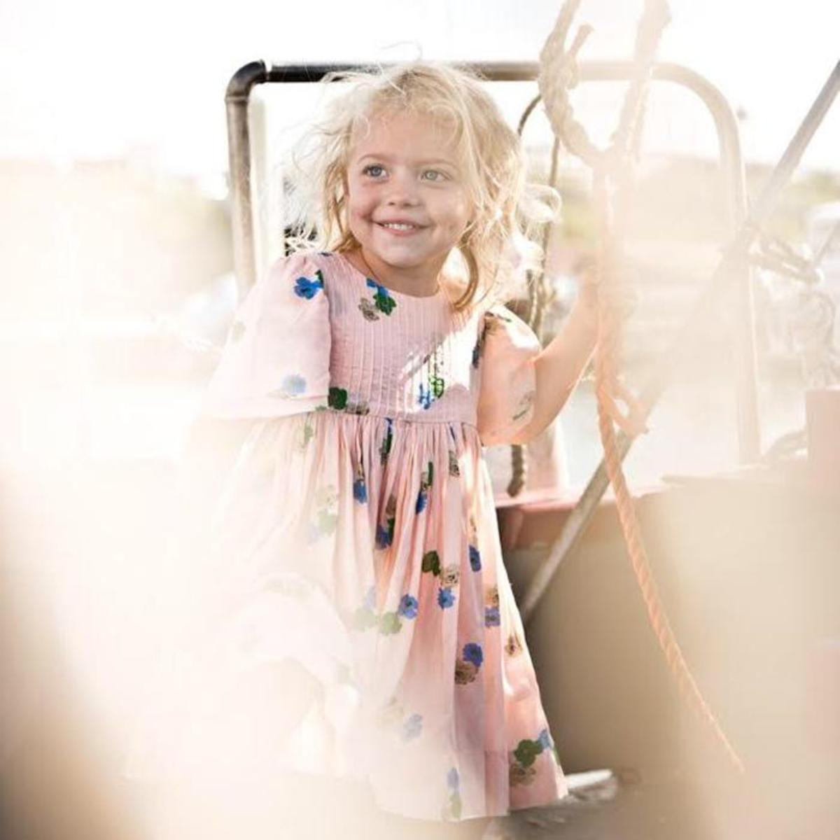 KIDS Morley Jacky Dress - Small Blue Floral Print Rose Pink - Image 4 of 4