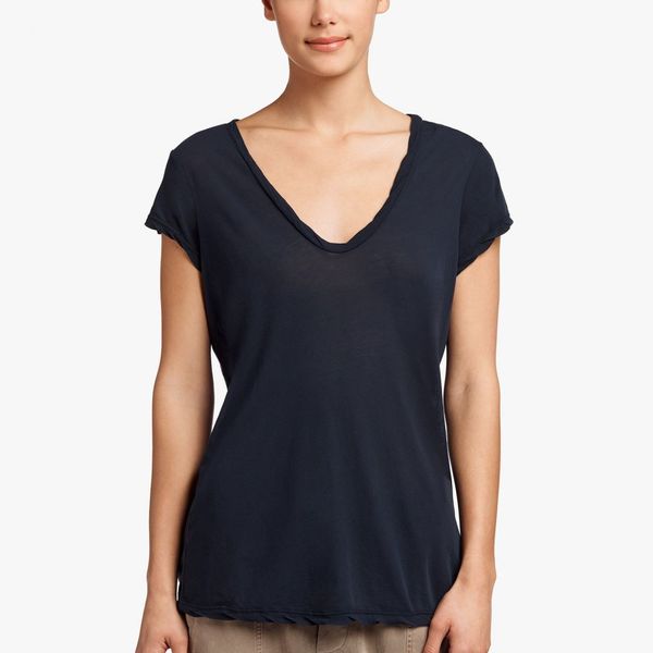 Standard James Perse Womens Solid Deep V Pullover Top Green 2