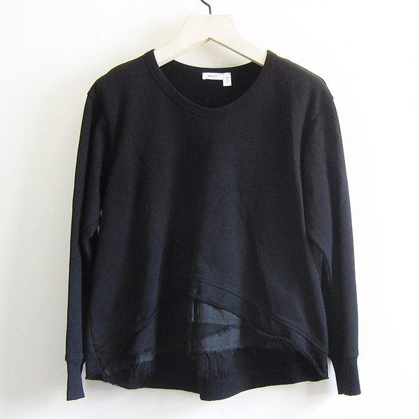 Wilt Hi-lo Sweatshirt with Mixed Elements - Black | Garmentory