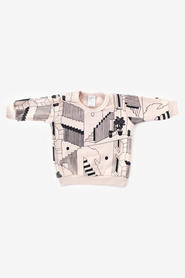Kids North Of West Steps Organic Crew Sweatshirt - Dusty Rose/Black Kids North Of West Steps Organic Crew Sweatshirt - Dusty Rose/Black