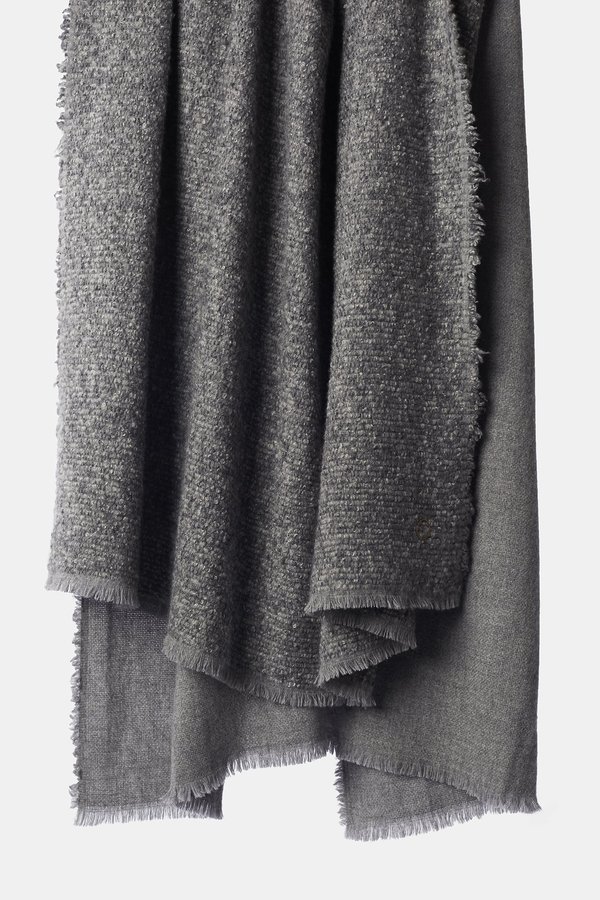 Oyuna Kalo Woven Textured Cashmere/Wool Throw - Slate Grey Oyuna Kalo Woven Textured Cashmere/Wool Throw - Slate Grey