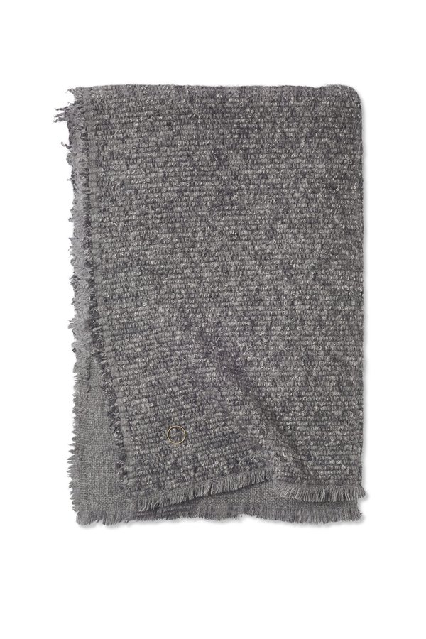 Oyuna Kalo Woven Textured Cashmere/Wool Throw - Slate Grey Oyuna Kalo Woven Textured Cashmere/Wool Throw - Slate Grey