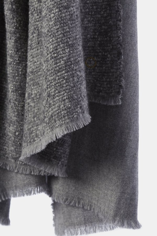 Oyuna Kalo Woven Textured Cashmere/Wool Throw - Slate Grey Oyuna Kalo Woven Textured Cashmere/Wool Throw - Slate Grey