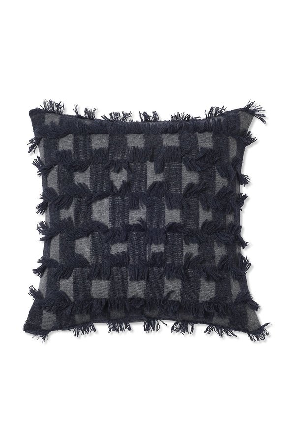 Oyuna Seren Knitted Hand Cut Fringed Cushion Cover - Slate Grey Oyuna Seren Knitted Hand Cut Fringed Cushion Cover - Slate Grey
