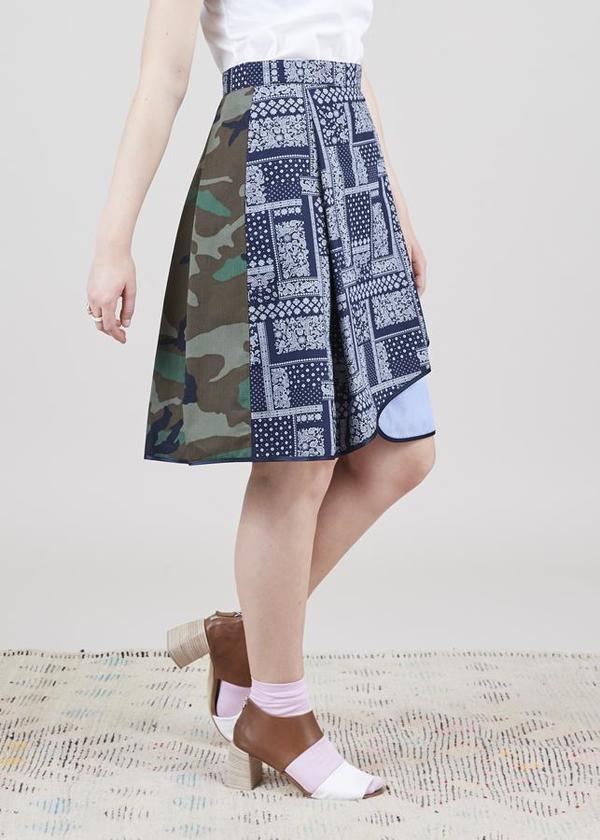 Harvey Faircloth Asymmetric Mixed Media Skirt - bandana/multi Harvey Faircloth Asymmetric Mixed Media Skirt - bandana/multi